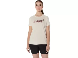 CAMISETA DE MANGA CORTA CON LETRAS FLORALES DE ASICS PARA MUJER