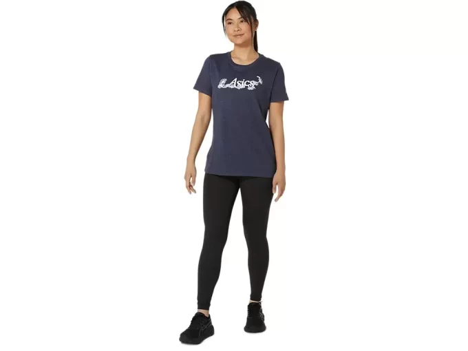 CAMISETA DE MANGA CORTA CON LETRAS FLORALES DE ASICS PARA MUJER
