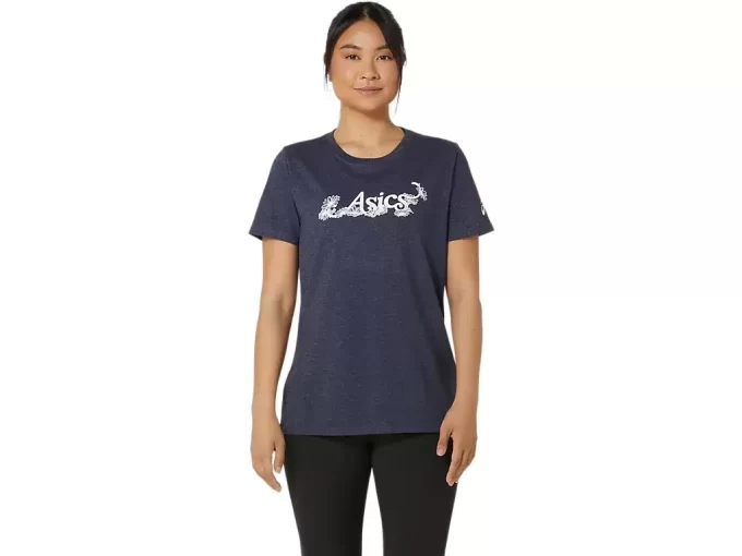 CAMISETA DE MANGA CORTA CON LETRAS FLORALES DE ASICS PARA MUJER