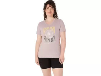 Camiseta de mujer con eslogan de girasol y cuello en pico