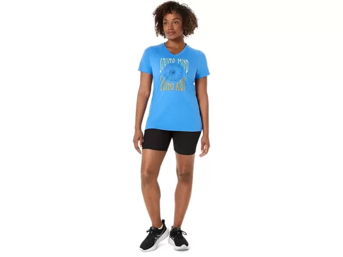 Camiseta de mujer con eslogan de girasol y cuello en pico