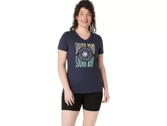 Camiseta de mujer con eslogan de girasol y cuello en pico